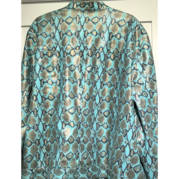 BAMBOO TRADERS Women's Jacket Turquoise Gold Black Snake Print Size 3X - Picture 10 of 11